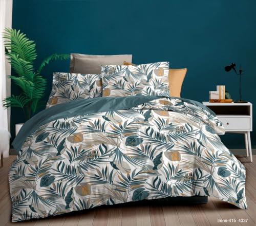 Générique Ensemble Parure de draps 4 Pieces 100% Coton 57 Fils/m2-1 Drap Plat 240x 300 cm + 1 Drap Housse 140 x 190 cm + 2 taies d'oreilers 65 x 65 cm Tissage trés serré 2 Personnes TAHARA