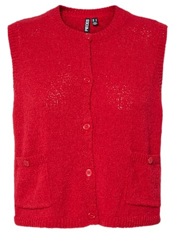PIECES Pcjessie SL O-Neck Knit Vest BC, Goji Berry, M Femmes