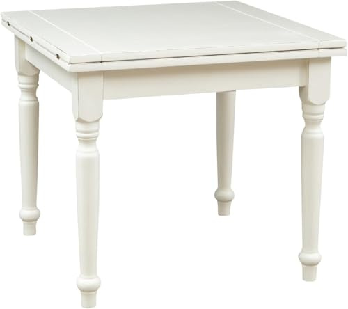 Biscottini Bord 92 x 92 utdragbart tillverkat i Italien - Vitt och naturligt massivt träbord