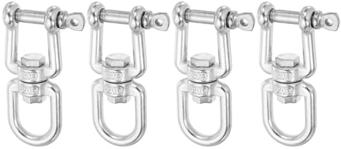 sourcing map Heavy Duty M8 Double Swivel Eye Hook, 304 Stainless Steel Ended Eye x Jaw Chain Swivel Shackle Ring Connector Load 380 KG/837 lbs for Hanging, Pack of 4