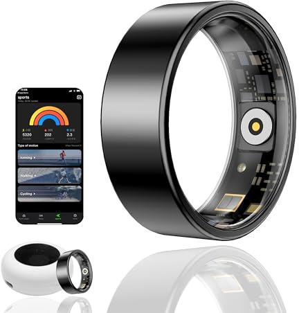HPLSZCN Smart Ring, Rastreador de fitness con monitoreo de frecuencia cardíaca, oxígeno en sangre, estrés, monitoreo del sueño, monitoreo de pasos, impermeable hasta 10 ATM (Negro, 11)