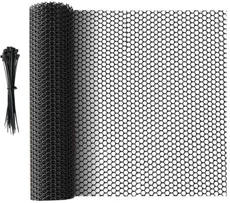 10 m x 40 cm Roll Mesh Fence, Versatile Black Plastic Fencing & Netting, Cuttable Animal Wire Mesh Fence, Durable Tree Trunk Protector, Suitable for Cat Dog Rabbit Barrier and Plant Protectors