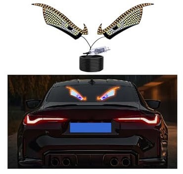 Luci a LED per finestrino auto, luci diavolo occhio diavolo, luci dinamiche per auto, parabrezza e lunotto posteriore, presa USB con pulsante di controllo
