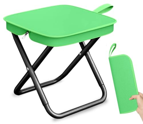 Sgabello da Campeggio, Sgabello Pieghevole Portatile, Sedia Pieghevole Portatile, Mini Sgabello Pieghevole, Leggero Sgabello da Pesca per Viaggi Escursionismo Giardino Pesca Barbecue Spiaggia (Verde)