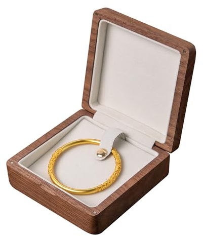 muso wood Caja de pulsera de madera de nogal genuino caja de pulseras de lujo caja de regalo cuadrada para brazalete
