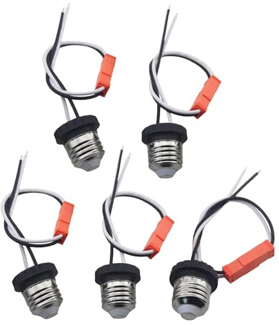 Rextin E26 Socket Adapter Medium Edison Base Male Screw in Light Bulb Socket Pigtail for Led Ceiling Lights Downlight Pack of 5 (B 5pcs)