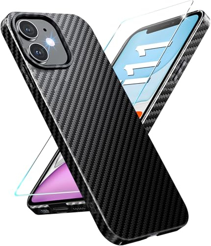 Gotivi für iPhone 11 Hülle Carbon mit Schutzfolie Handyhülle für iPhone 11 5G Hart Case Ultra dünn Hybrid PC Schutzhülle Hüllen Stoßfest 360 Grad Slim Cover 6.1 (Schwarz, iPhone11)