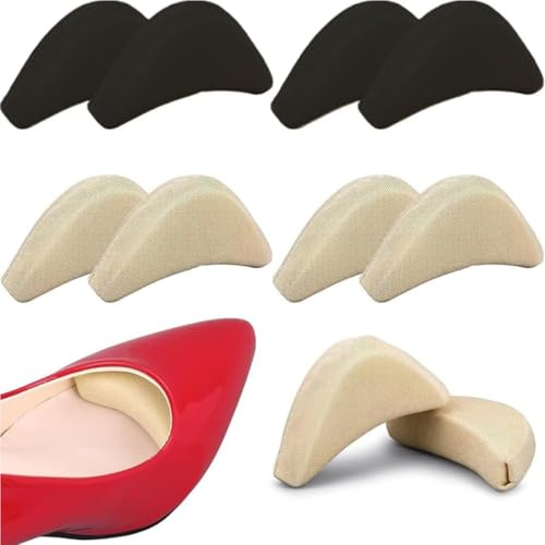 COYUN 4 paia di Riempitivi Scarpe Inserti,Cuscinetto Punta Scarpe, Comfort inserti di Scarpe,Spugne Morbide Regolabili Cuscinetti Poggiapiedi Adatta Tallone a Sostegno Scarpe(Nero + Nudo)