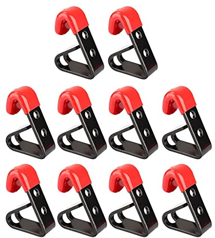 Ganchos de pared resistentes para almacenamiento de garaje, con escoba de fregona, color negro y rojo, herramienta de gancho para colgar escobas, grandes y resistentes