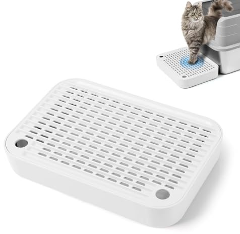 Kalolary Rampa per lettiera per gatti con strato filtrante, gradini antiscivolo per lettiera, ideale per gatti piccoli e anziani, a pedale, resistente, facile da pulire (Piatto Bianco)