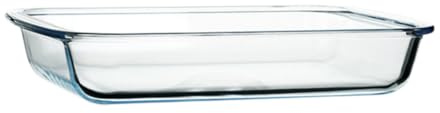 VICASKY Glass Baking Tray for Oven Rectangular Serving Plate Dual Handles Microwave Safe Baking Dish for Home Use for Individual Meals