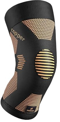 NEENCA Kupfer Kniebandage mit Riemen für Damen/Herren, Knie-Kompressionsmanschette für Knieschmerzen, Arthritis, ACL, Meniskusriss, Linderung von Gelenkschmerzen. (Hoher Kupfer-Keine Riemen, M)
