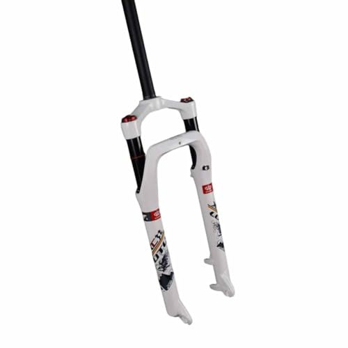 BSFHQS 4.0 Tire Mountainbike Federgabel 26 Zoll Fat Bike Luftgabel 1-1/8 Gerade Fahrrad Gabel Scheibenbremse Vorderradgabel 120mm Federweg 9 * 135mm QR(White)