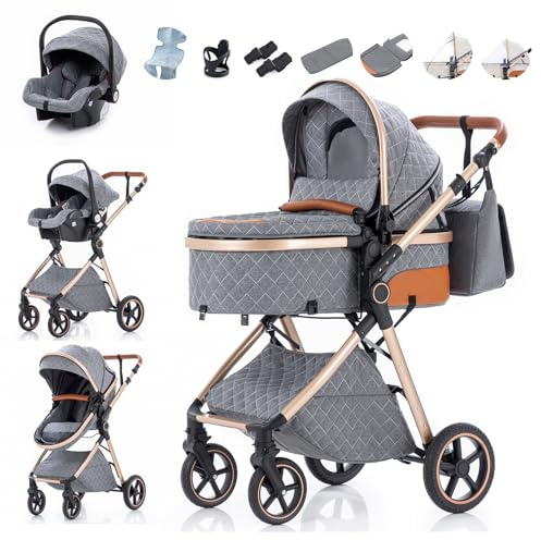 Zkiprm 3 in 1 Pram, Baby Travel System with Seat