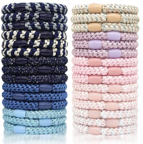 Solivive 30 Stück Haargummi Damen,(15 schwarze und blaue Haargummis + 15 rosa Haargummis) Gute Elastizität Zopfgummis,Mode haargummi original，Geeignet zum Zusammenbinden der Haare,Haargummi Armband