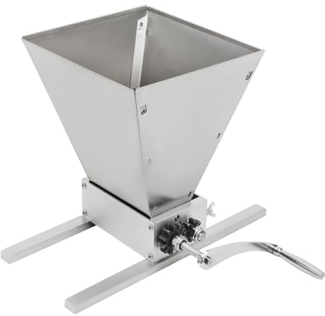 Macinino per cereali, macinino per malto, macinino per cereali, macinino per mais, grano per cereali, schiacciamento, 4 l, imbuto 0,2 mm, grado di macinatura manuale o trapano per mais orzo grano