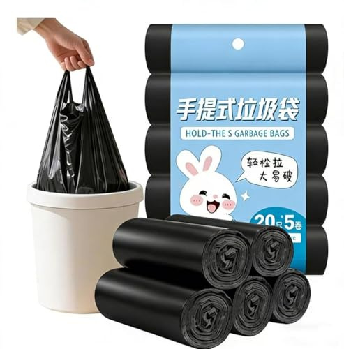 YEDPGUE Bolsas de basura de 40 litros, 100 bolsas compostables, Bolsa de Basura para la Papelera, para Baño Oficina Coche,(Negro)