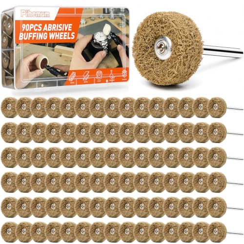 90-delars slipande buffnings- och poleringshjulsset – 3 mm (1/8 tum) skaft, 25 mm (1 tum) 80–800 korn, 15 ullfilt poleringshjul, roterande poleringsverktygssats för metall, smycken, trä, glas