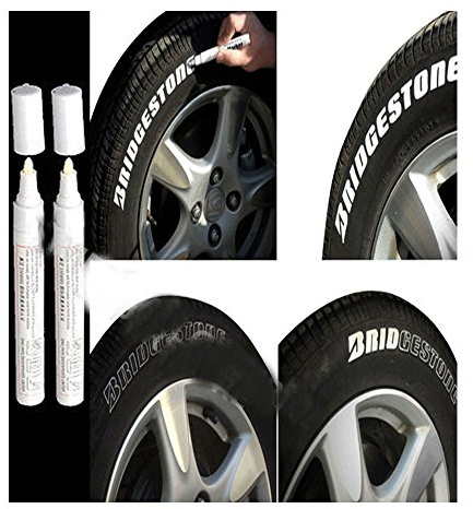 2pc White Paint Pen Marker Waterproof Permanent Car Tire Lettering Rubber Letter