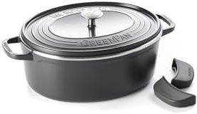 GreenPan Featherweights Non-Stick 25cm/6.2 Litre Oval Casserole, PFAS Free, Grey