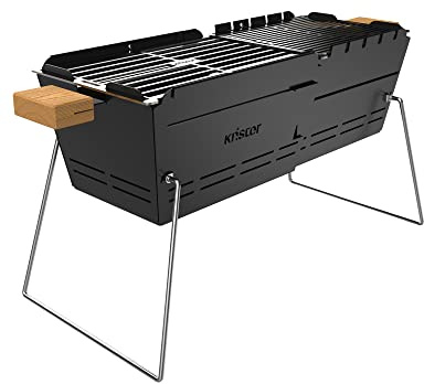 Knister Grill Original - Mobile Charcoal Grill | Ideal for Camping & Fire Pit | For 2-6 People | With Solid Stainless Steel Grate & Made in Germany | Black