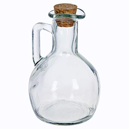 URBN-CHEF 3 Piece Glass Oil and Vinegar Set Cruet Condiment Dispenser Bottle Struggle Cork Lid (3, 150ml)