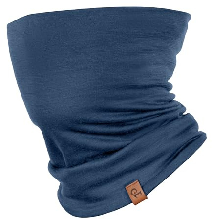 menique Neck Gaiter - Double Layer 100% Merino Wool Ski Snoods for Men & Women, Thermal Neck Warmer, Windproof Neck Scarf Tube, Face Covering Mask for Motorbike Skiing Running Cycling (Denim)