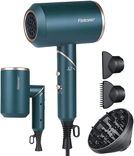 Flintronic Faltbarer Haartrockner, 2000 W, leistungsstarker AC-Motor, schnell trocknend, ionischer Haartrockner mit 2 Geschwindigkeitsstufen, 3 Heizstufen