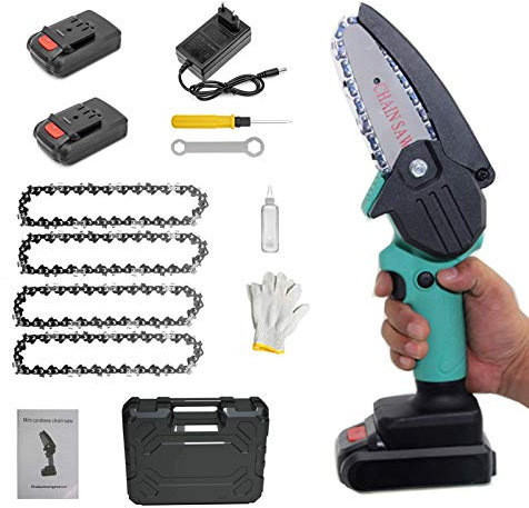 YZJJ Motoseghe Elettriche per Alberi, 4 Pollici Piccola Motosega Portatile, Motosega Ricaricabile, Mini Motosega A Batteria, per Potatura di Alberi E Giardino