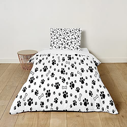 Morbuy Kinderbettwäsche Set mit Süß Tier Muster - Kinderbettwäsche-Set Babybettwäsche für Mädchen Junge - Mikrofaser Bettbezüge Kissenbezug 2 teilig (100x135cm+40x60cm,Hundepfote)