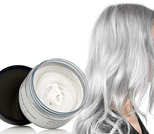 Color Cabello Cera Tinte Instantáneo para Cabello Lodo Cabello Desechable Crema para Peinado Natural Modelado Temporal Pomada Arcilla Blanco