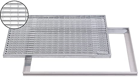ACO 75x50cm Maschenrost mit V-Stab MW 9/31mm mit ALU Einbaurahmen Gitterrost Schuhabstreifer Rost