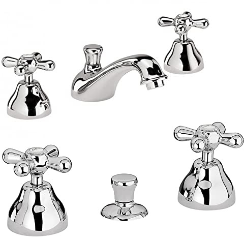 Paini Liberty Set Rubinetti Lavabo + Bidet 3 Fori Cromato - Scarico Automatico 11/4 + Piletta e Flessibili