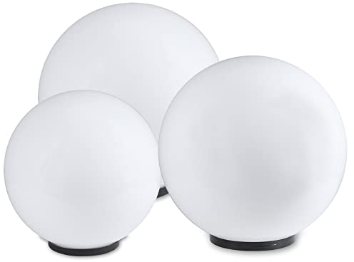 H4L Kugelleuchte 3er Set 20/30/40cm weiß E27 Kugellampe Gartenlampe Außenleuchte Terrassenbeleuchtung 230V