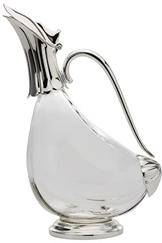 hochwertiger Wein-Dekanter 1 Liter - edle Design Wein-Karaffe aus Glas - mit versilbertem Griff und Ausgießer - außergewöhnlicher Dekantier in Enten-Form