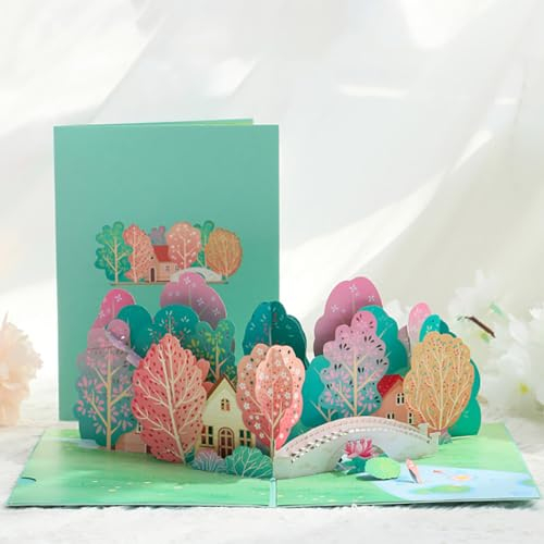 Sharonlily Forest Grußkarte Pop Up 3D Frühlingskarten für Geburtstag, Happy Retirement, Muttertag, Sommer, Urlaub, Berg, Outdoor, alle Anlässe