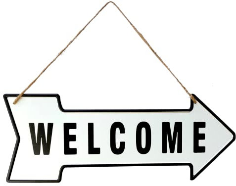 DiiliHiiri Cartel de Chapa Bienvenida — 40x15cm Original Cartel Retro De American Retro Sign Company para Bar Pub Cafeteria Garage y Taller. Decoración Letrero Vintage de los Años 50 (9543-2) W