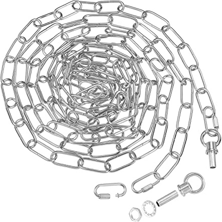 PATIKIL 15 Pies Iluminación Cadena para Lámpara Colgante, Candelabro Cadena Luz Accesorio Cadena Carga Capacidad 65lbs para Lámpara Colgante, Ventilador Techo, Plateado
