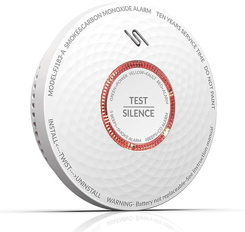 Andyssey kombinierter Rauch- und CO Melder, 10 Jahre Batterie, 2 in 1 Rauchmelder und Kohlenmonoxid Melder mit Prüftaste, nach EN14604 & EN50291 Standard Zertifiziert