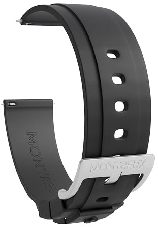 MONTREUX 20mm Super Slim (50% Thinner Than Others) & Soft Premium Quick Release FKM Rubber Watch Strap (Black)