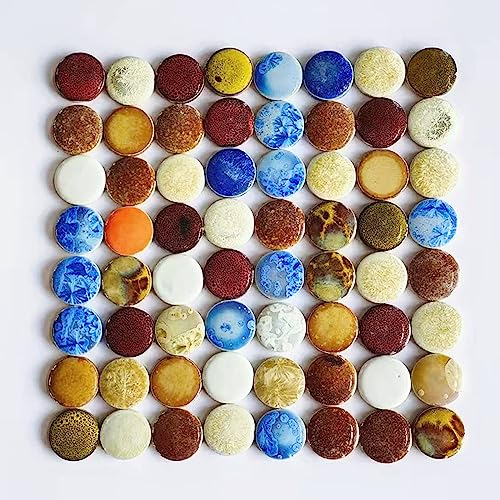 Piastrelle per mosaico in ceramica casuale, 500 g, fai da te, per fai da te, piatti, vasi da fiori, vasi, tazze, mosaico (3 cm rotondo)