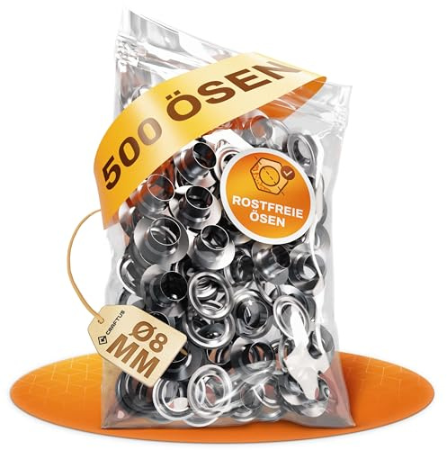 CRAFTUS Edelstahl Ösen Set 100% Rostfrei – 500 Stück Metallösen Innen-Ø8mm | Magnetische Planenösen für Ösenzange – Ösen für Planen, Sonnensegel, Banner, Vorhänge und vieles mehr