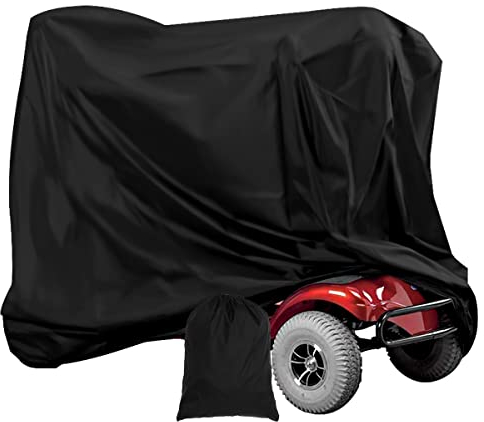 Mobility Scooter Cover Waterproof 190D Heavy Duty Mobility Scooter Rain Cover with Storage Bag Anti Dust Rain Snow Anti-UV Wheelchair Storage Cover with Bottom Elastic Rope (140X66X91cm)