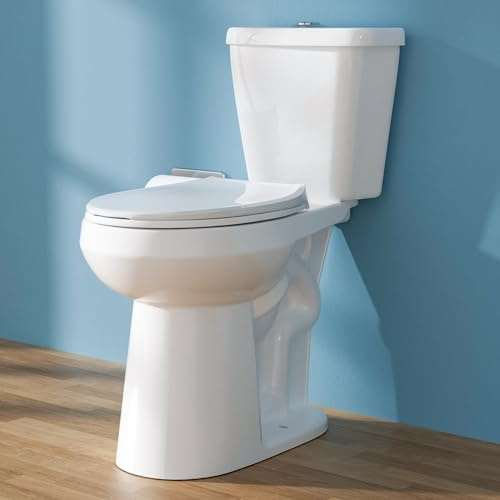 HOMLYLINK 21 Inch Compact Tall Toilet for Seniors, 1.1/1.6 GPF Dual Flush Extra High Two-Piece Toilet for Small Bathroom, Comfort Bowl Height 20 Inch, Seat Height 21, 12 Inch Rough-in, White