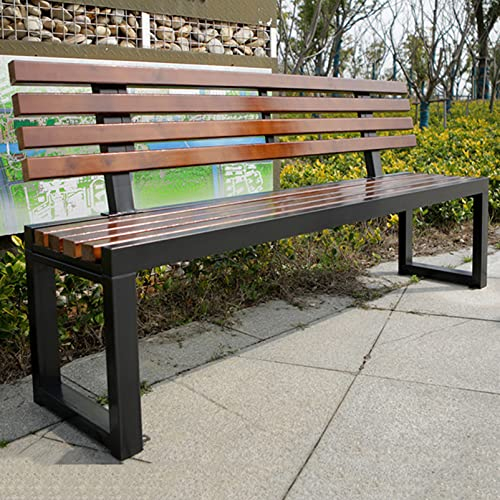 Gartenbank für den Außenbereich mit Rückenlehne, Verandabank mit Metallrahmen, Stuhl, Holzsitz, Terrassen-Sofa, Park-Lattensitze, Rasen-Vorderweg, Hof-Deckmöbel, für Schulspielplatz-Club