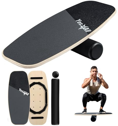 Yes4All 2-in-1 Balance Boards Set, 9 Adjustable Modes Surf Trainer, Wobble Board Exercise for Adults, Includes Roller & Ball