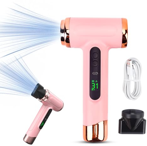 Sladdlös Hårfön Bärbar USB-uppladdningsbar Hårfön Styling med Varm Kall Vind för Sovsalstudenter (Roseate)