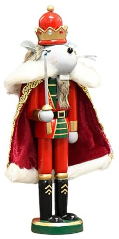 demaxiyad Décorations Casse-Noisette en Bois,Casse-Noisette Décoratif en Bois - Statue du Roi des Souris - Casse-Noisette Traditionnel de 12 Pouces, Souris Roi, décoration de noël, pour Table