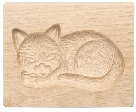 sourcing map Wooden Cookie Mould 3.94 x 3.15 Wooden Cookie Biscuit Mould Cat Carved Baking Cookie Tool Biscuit Press Stamp