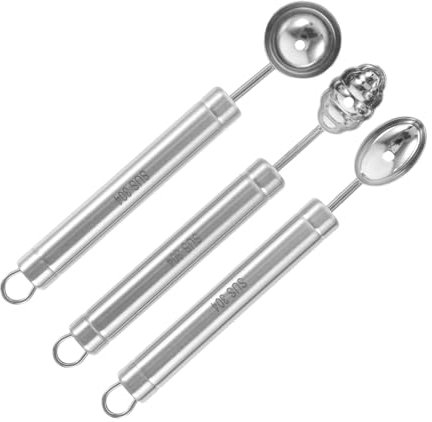 Cabilock 3 Stück Obst Grablöffel Melonen Kugelausstecher Wassermelonen Kugelausstecher Mini Obst Süßigkeiten Obst Kugelausstecher Melonenkugel Löffel Obstteller Wassermelonen